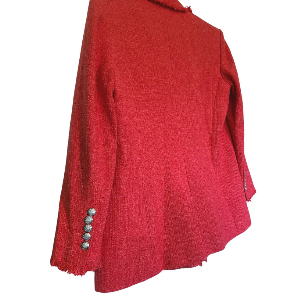 Veronica Beard Nayeli Dickey Jacket Watermelon Pinkish Red Tweed Blazer Size 8 - Picture 8 of 9